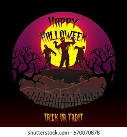 happy halloween with zombie. vector