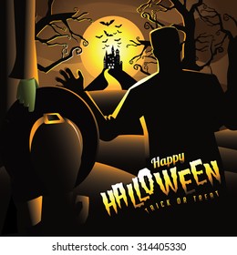 Happy Halloween zombie and witch design EPS 10 vector illustration for greeting card, poster, flyer, web page, advertising, marketing, social media