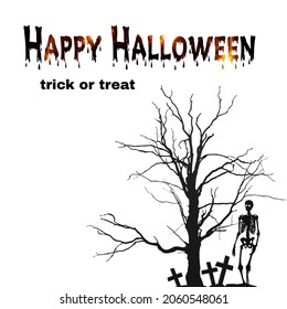 Happy Halloween.Beautiful greeting card hand drawn invitation T-shirt print design.Handwritten modern brush lettering white background isolated vector