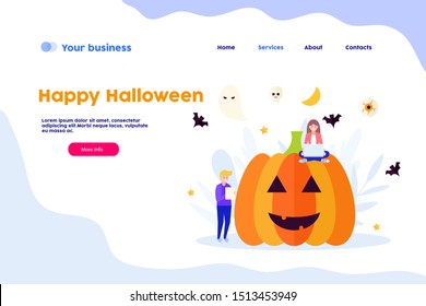 Happy Halloween.Cartoon flat vector illustration isolated on white background. Can use for web banner, infographics, web page.
