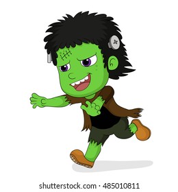 Happy Halloween.Cute frankenstein in halloween.vector and illustration.