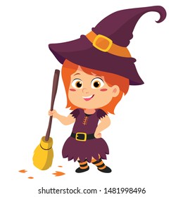 Happy Halloween.Cute witch in halloween.vector and illustration.