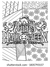 Happy Halloween.Halloween coloring book.Halloween fun coloring pages