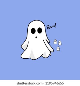 Happy Halloween.Halloween ghost, boo ghost. Vector illustration in a cartoon style, isolated on background. Vector Illustrations for Kids on Halloween.