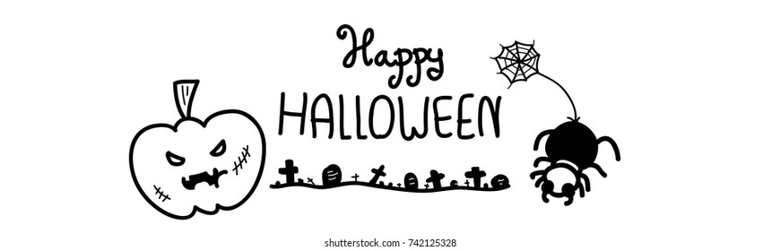 happy Halloween,Halloween with pumpkin and spider