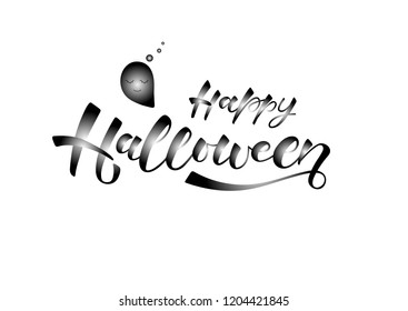 Happy halloween-hand drawn lettering. Holliday calligraphy for banner, poster, greeting card, party invitation. Vector illustration EPS 10. 