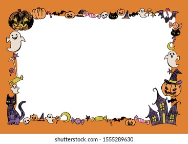Happy Halloween,pencil drawing,greeting card,vector illustration.