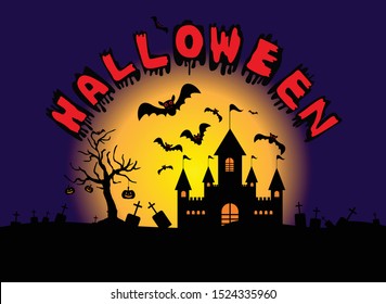 Happy Halloween,Pumpkins and Bats, vector design