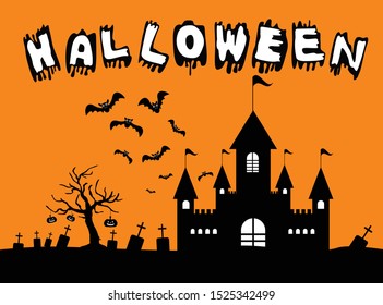 Happy Halloween,Pumpkins and Bats, vector design