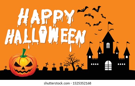 Happy Halloween,Pumpkins and Bats, vector design