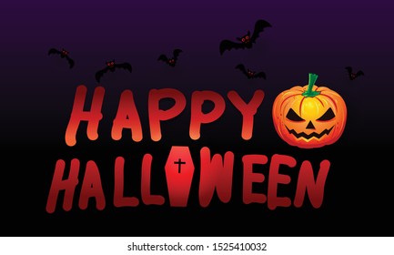 Happy Halloween,Pumpkins and Bats, vector design