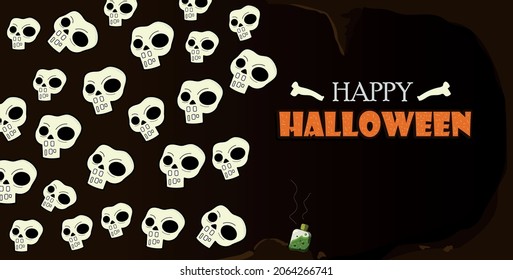 Happy Halloween-skulls and poison inside a cavern 
