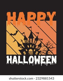 Happy Halloween-t-shirt design. Happy Halloween t-shirt design template easy to print all-purpose for man, women, 