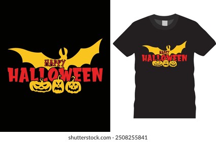 Happy HalloweenTypography Halloween vector t shirt design. premium quality, Halloween graphic t-shirt design, tropical print, vector illustration. print, Global swatches.