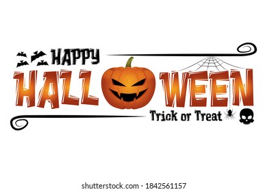 Happy Hallowen banner text with pumpkin vector