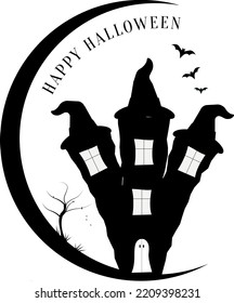 HAPPY HALLOWEN VECTOR DE CASTILLO NEGRO