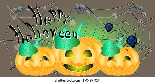 Happy hallowen greeting card vector illustration.