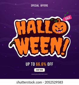 Happy Hallowen Special Offers, Discount up to 66.6%. Social Media Banner