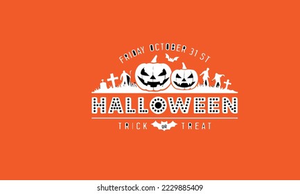 happy hallowen vector logo design 