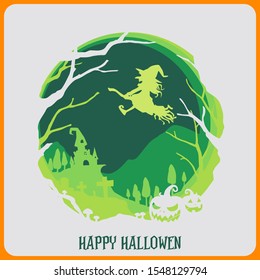 Happy Hallowen witch vector illustration