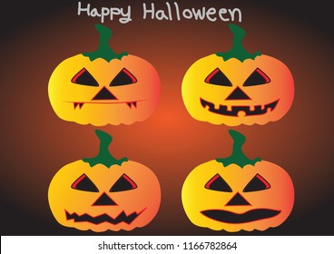 Happy haloween carved pumpkins. Vector illustration