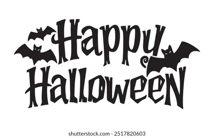 Happy Haloween vector lettering. Handwritten text design. Vector on white background