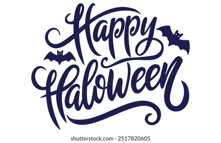 Happy Haloween vector lettering. Handwritten text design. Vector on white background