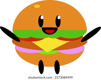 a happy hamburger sticker cute standing happyly