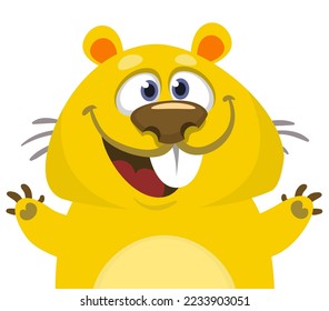 Happy hamster cartoon character design. Vector illustration of chipmunk