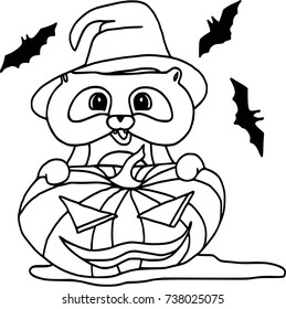 Happy hamster family: Halloween costume. Funny animals, isolated on white, flat style, coloring outline