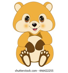 Happy Hamster. Isolated White background Flat design Vector illustration.