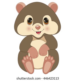 Happy Hamster. Isolated White background Flat design Vector illustration.