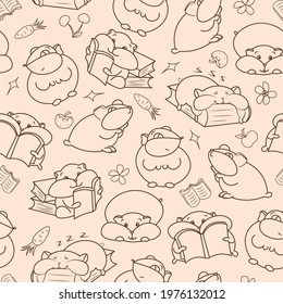 Happy Hamsters cute beige books and veggies