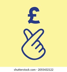  Happy Hand with British Currency Pound Money vector Icon Dinero de la libra británica. Gran pila de efectivo. Moneda. Ilustración vectorial. Se puede usar para web, móvil, infografía e impresión.