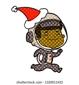 ilustración de un astronauta usando sombrero santa dibujada a mano