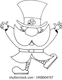 Happy hand drawn leprechaun as a symbol for St. Patrick's day colorized