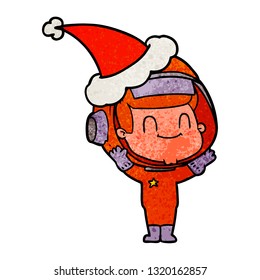 dibujo a mano de un hombre astronauta con sombrero de santa