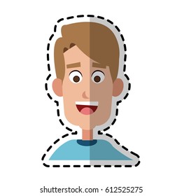 happy handsome blonde man cartoon icon image 