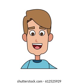 happy handsome blonde man cartoon icon image 