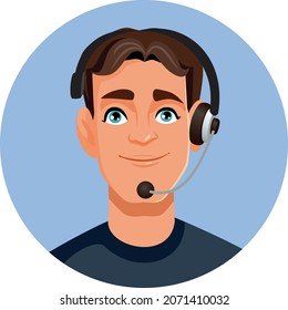 Happy Handsome Young Male Call Center Operator Vector Illustration

Employee wearing headset answering customer service
