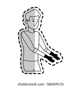 happy handsome young man with gardening gloves icon image