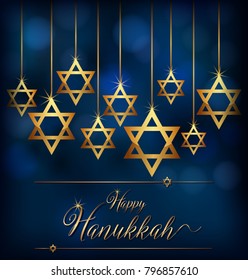 Happy Hannukkah with star symbol of jews illustration