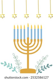 Happy Hannykah Hintergrund, Pflanze Oliven, Stern david, Menorah Religion Tradition