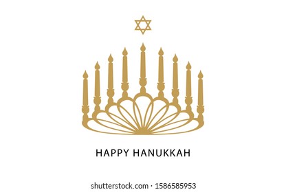 Happy Hanukka typography card, poster. Celebration quote on isolated background for postcard, icon, logo or badge. Winter vector