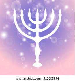 Happy Hanukkah background. Candlestick - Hanukkah. Candle on a background with light effects.