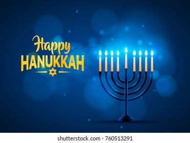 Happy Hanukkah background cover, card celebration text. Vector illustration