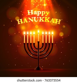 Happy Hanukkah background cover, card celebration text. Vector illustration