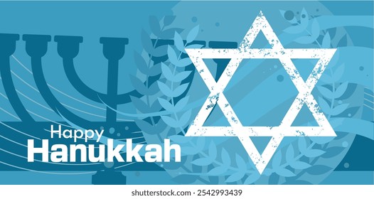 Happy Hanukkah - banner, background, poster, vector illustration