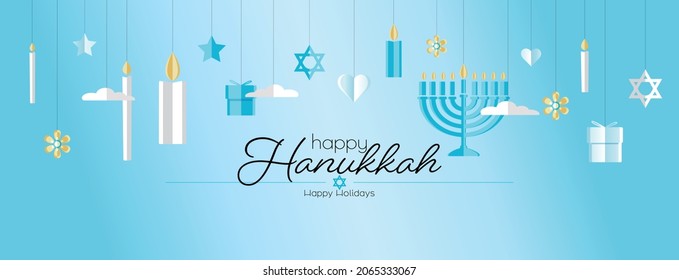 Happy Hanukkah banner. Happy Holidays.