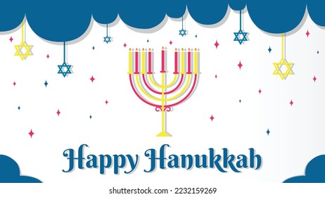 Happy Hanukkah Banner. Menorah candle. Hanukkah candle. Jewish Holiday. Vector Illustration Template.